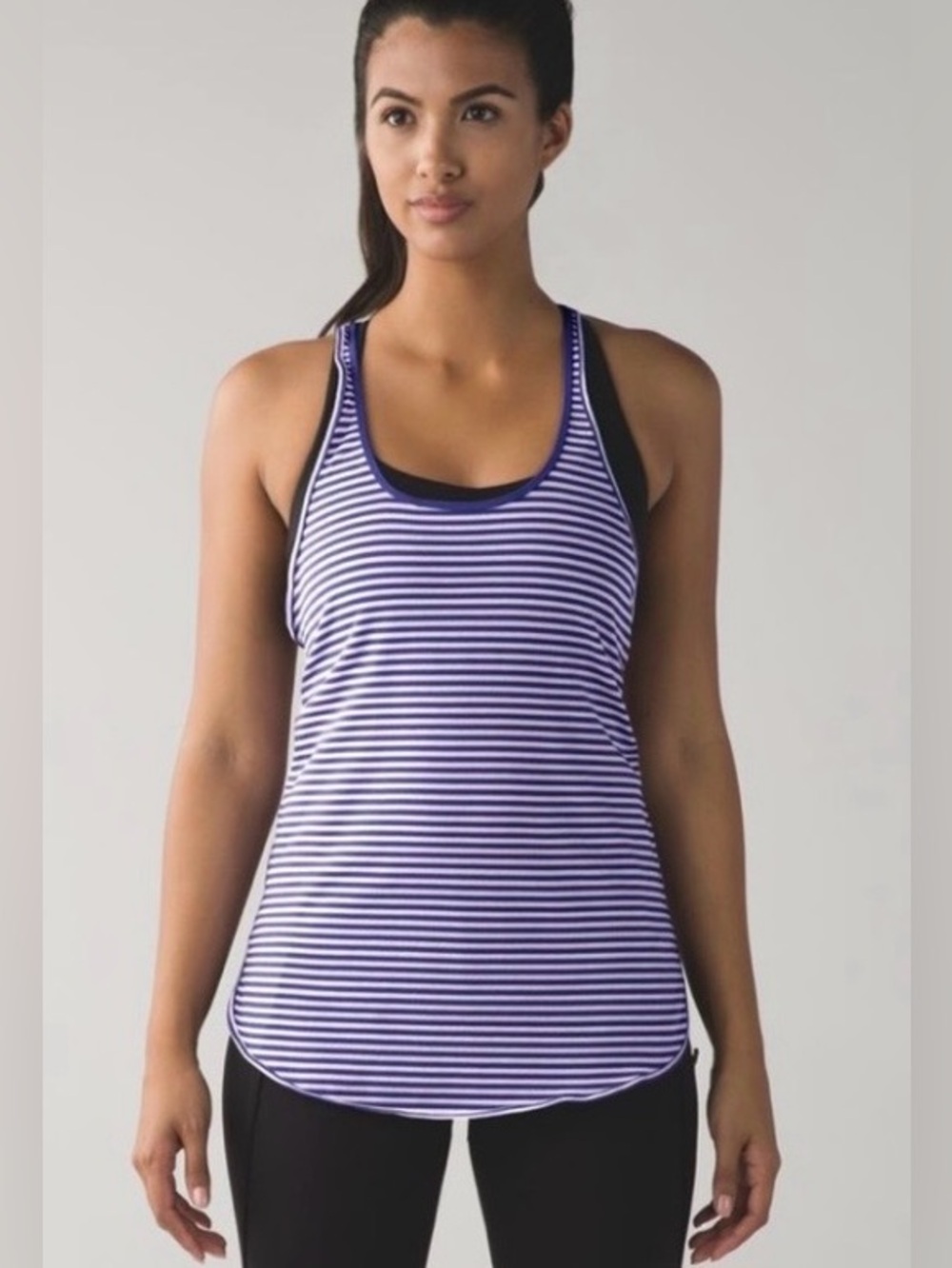 Lululemon What The Sport Singlet Racerback Tank Purple and White Striped
